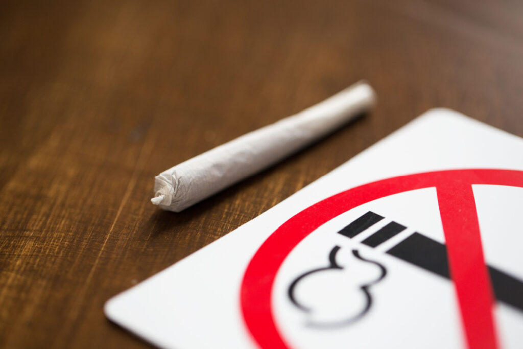 Marijuana Joint with no smoking sign