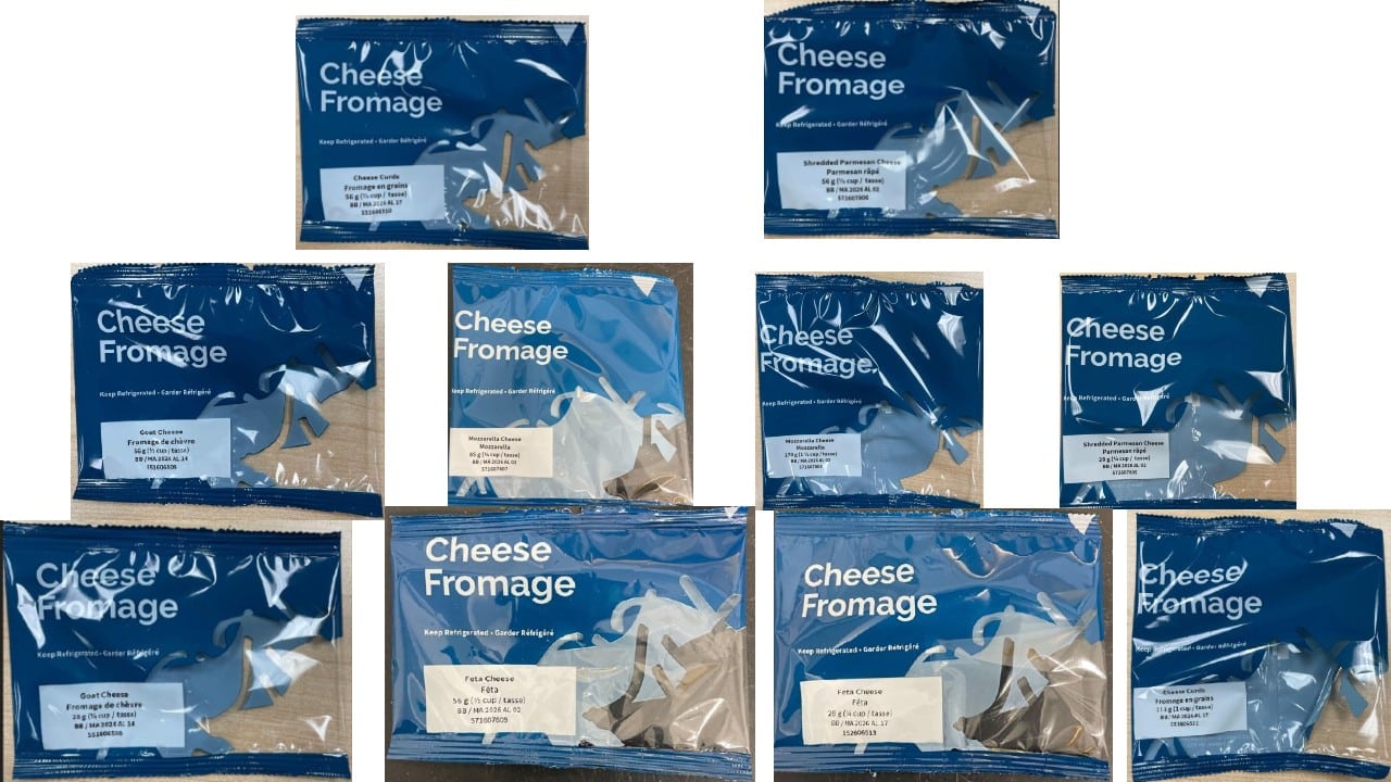 Cheese - Shredded Parmesan Cheese; Cheese Curds; Feta Cheese; Goat cheese; Mozzarella cheese