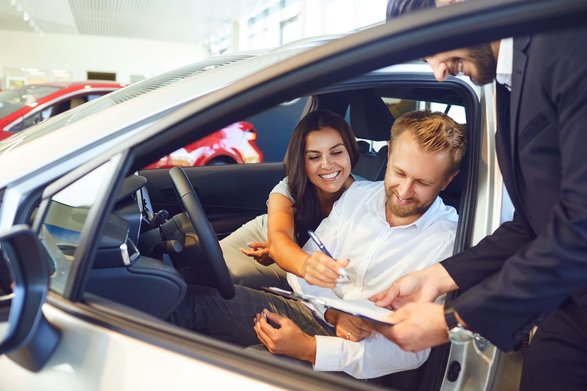 Couple purchasing a car