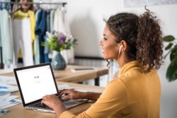 Woman searching Google regarding the data collection class action lawsuit