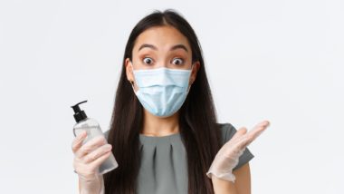woman questioning hand sanitizer as Quebec launches investigation