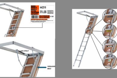 Louisville, Featherlite, Lite & Century Attic Stairway Ladders with gas struts